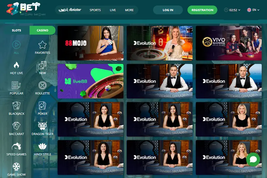22Bet Casino Live Games Screenshot
